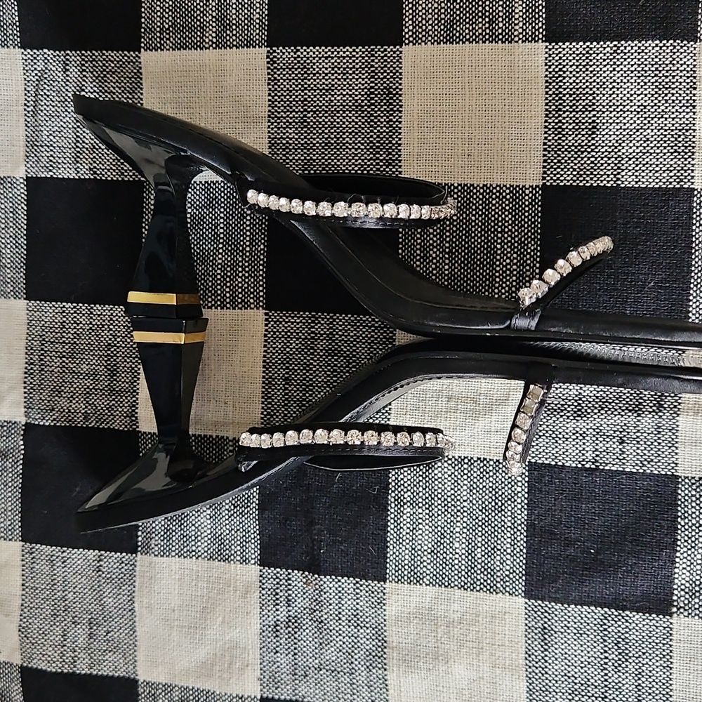 Ted Baker RINITA Diamante Satin Black Mule Heeled Sandal Size EU 39 (8.5) - Picture 10 of 15